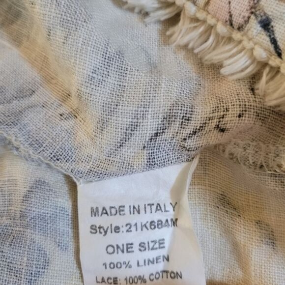 Francesca Bettini Duster Top 100% Linen Crew Floral Flowers Small Medium - Picture 7 of 7